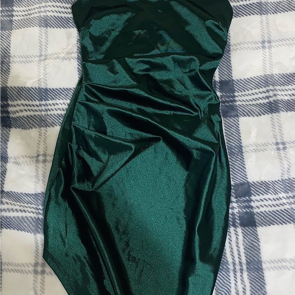 Windsor Strapless Green Ruched Bodycon Dress
